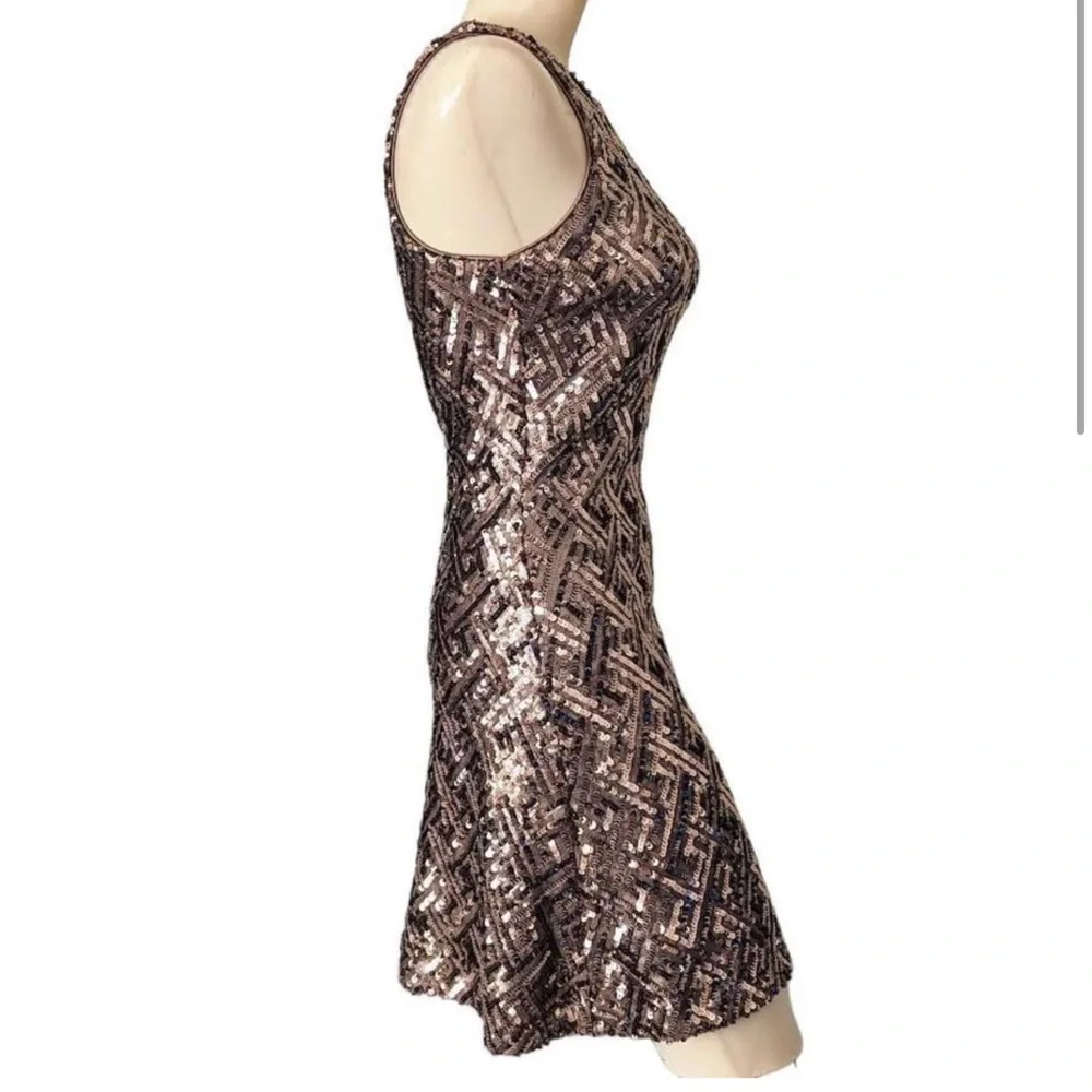 Dress the Population Mia Bronze Sequin Mini Dress Sz S - Picture 9 of 11